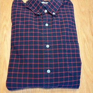 J. Crew Navy and Red Plaid Button Down Shirt